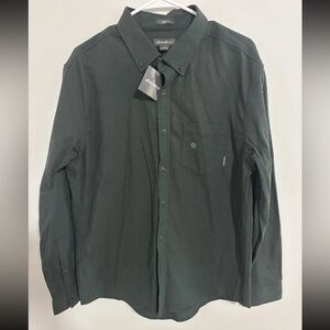 New With Tags Eddie Bauer Heavy Duty Men's Forest Green Button-Down Shirt Large